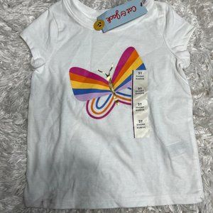 Cat & jack Toddler Girls' T shirt short sleeve Graphic Rainbow Butterfly Size 2T